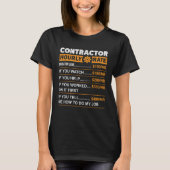 Contractor Hourly Rate Labor Rates Sarcastic T-shirt (Voorkant)