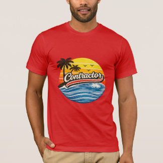 Contractor Retro Sunset Design T-shirt