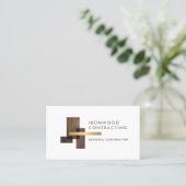 Contractor Wood Gold Logo Visitekaartje (Staand voorkant)