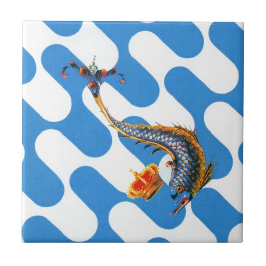 Contrada Capitana dell' Onda (Wave) Palio Tegeltje (Voorkant)