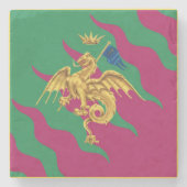 Contrada del Drago (Dragon) Palio di Siena Stenen Onderzetter (Voorkant)