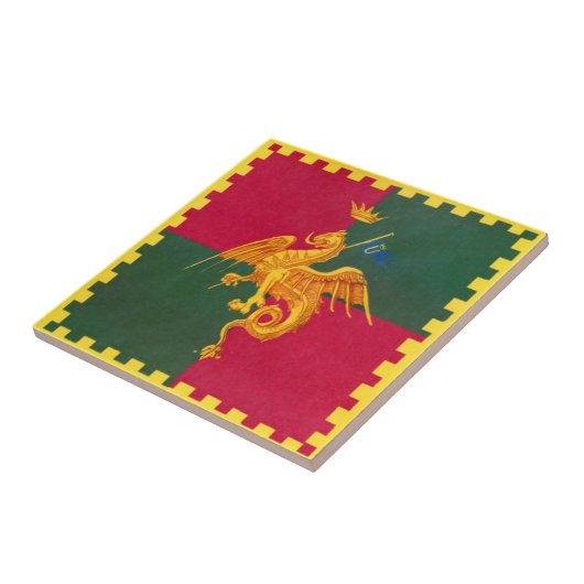 Contrada del Drago (Dragon) Palio di Siena Tegeltje (Zijkant)