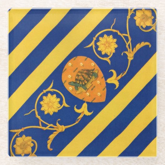 Contrada della Tartuca (Tortoise) Palio di Siena Glazen Onderzetter (Voorkant)