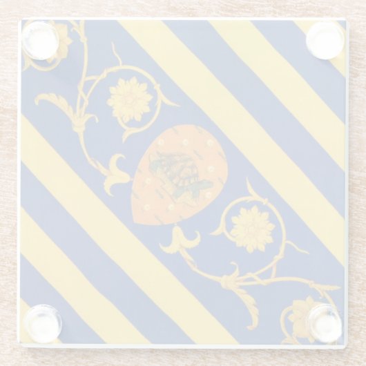 Contrada della Tartuca (Tortoise) Palio di Siena Glazen Onderzetter (Achterkant)