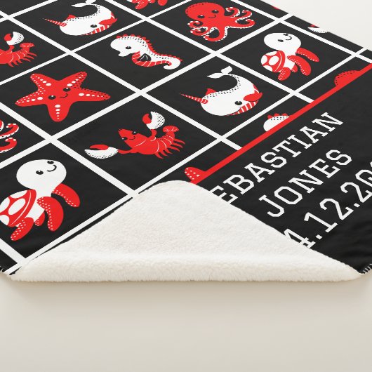 Contrast Baby- sensorische patroon rood zwart Sherpa Deken (3/4)