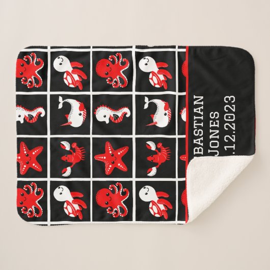 Contrast Baby- sensorische patroon rood zwart Sherpa Deken (Voorkant (horizontaal))