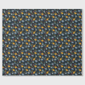 Contrast bloemborstel: zwart naadloos cadeaupapier (Vlak)