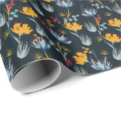 Contrast bloemborstel: zwart naadloos cadeaupapier (Rol Hoek)