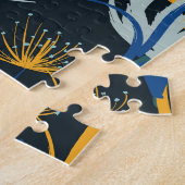 Contrast bloemborstel: zwart naadloos legpuzzel (Zijkant)