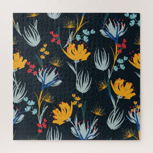 Contrast bloemborstel: zwart naadloos legpuzzel (Verticaal)