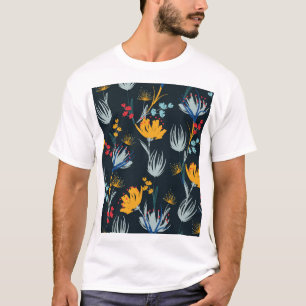 Contrast bloemborstel: zwart naadloos t-shirt
