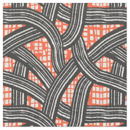 Contrast lines red black - Japandi Stof