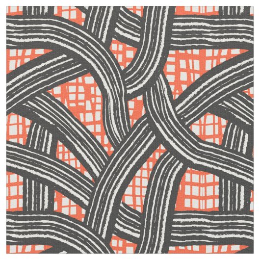 Contrast lines red black - Japandi Stof (Close Up)