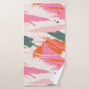 Contrast penseelstreken roze groen rood badhanddoek