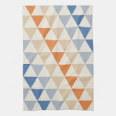 Contrastblauw Oranje en wit driehoekspatroon Theedoek (Verticaal)