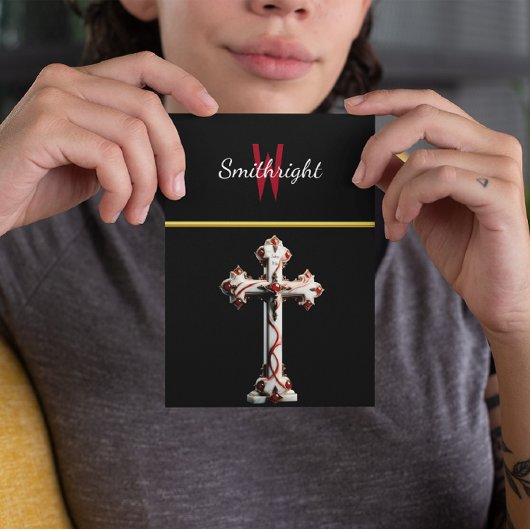 Contrasterende Harmonie: Wit en Rode Kruis op Zwar Briefkaart