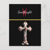 Contrasterende Harmonie: Wit en Rode Kruis op Zwar Briefkaart (Voorkant)