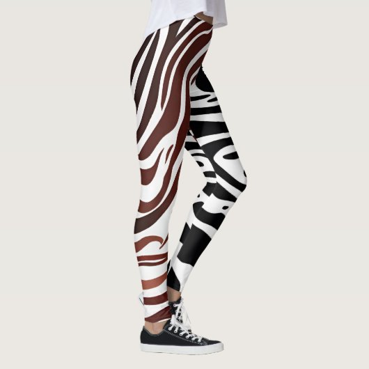 Contrasterende zwart wit bruin geruite Leggings (Rechts)