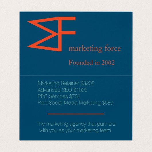 Contrastkleuren Professional Visitekaartje (Binnenkant ongevouwen)