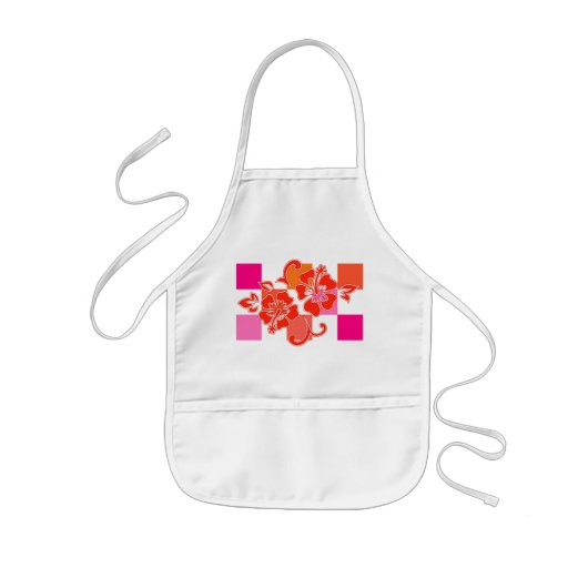 Controkerboard Hibiscus Kind Aprons Kinder Schort (Voorkant)