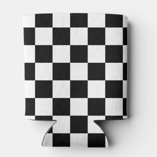 Controkerbordpatroon zwart-wit blikjeskoeler (Achterkant)