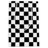 Controkerbordpatroon zwart-wit medium cadeauzakje (Voorkant)