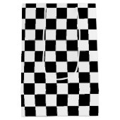 Controkerbordpatroon zwart-wit medium cadeauzakje (Achterkant)