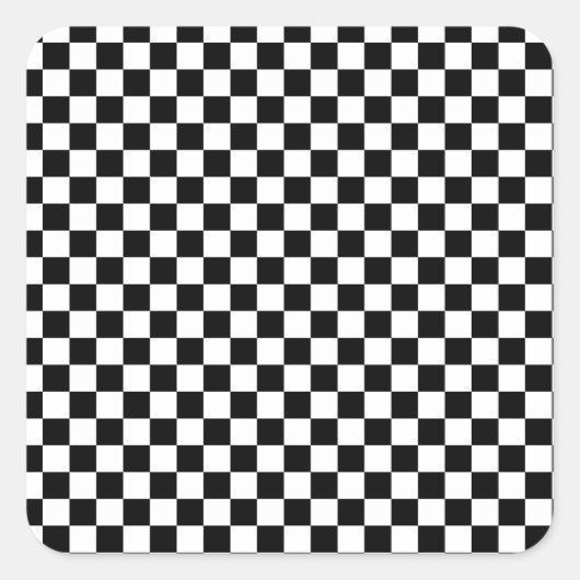 Controkerbordpatroon zwart-wit vierkante sticker (Voorkant)