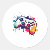 Control All The Things Video Game Controller Gamer Ronde Sticker (Voorkant)