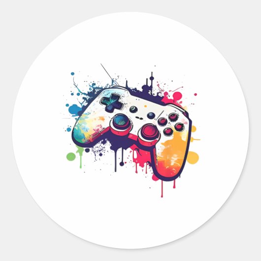 Control All The Things Video Game Controller Gamer Ronde Sticker (Voorkant)