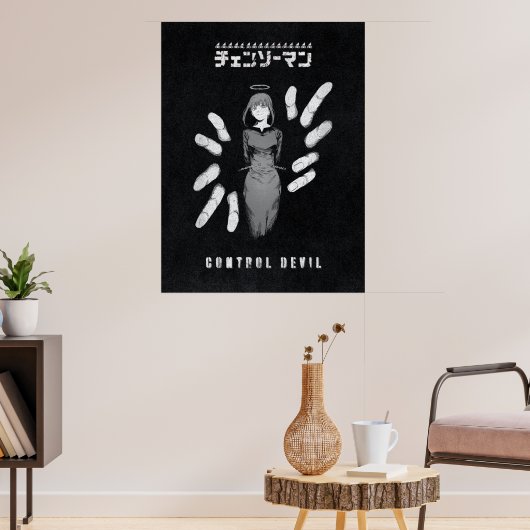 Control Devil – Dark Anime Makima Illustration Poster (Woonkamer 3)
