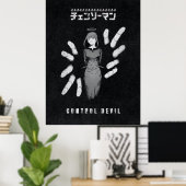 Control Devil – Donkere Anime Makima Illustratie Poster (Thuiskantoor)