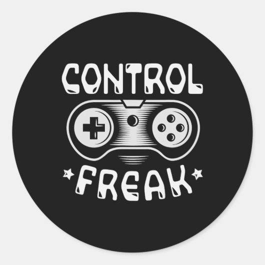 Control Freak - Grappige Gaming Videogames Gamer Ronde Sticker (Voorkant)