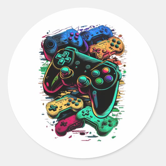 Control Gamer Videogamecontroller 1 Ronde Sticker (Voorkant)