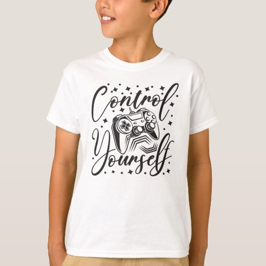 Control yourself gaming controller and text art t-shirt (Voorkant)