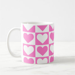 Controlboard Hearts Pattern - Roze en Wit Koffiemok