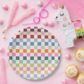 Controlbord voor kleurrijk gecontroleerd patroonpa papieren bordje (Feest)