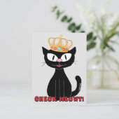 CONTROLE MEOWT Cute Funny Black Cartoon Cat Briefkaart (Staand voorkant)