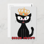 CONTROLE MEOWT Cute Funny Black Cartoon Cat Briefkaart (Voorkant / Achterkant)