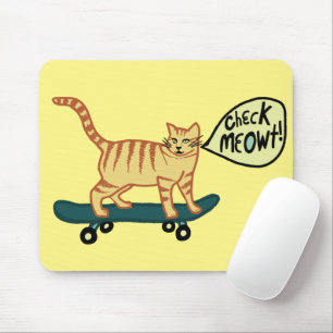 CONTROLE MEOWT Skateboarden Tabby Cat Yellow Muismat