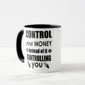 Controle uw geld Motivatie de Mok van de Koffie va (Voorkant links)