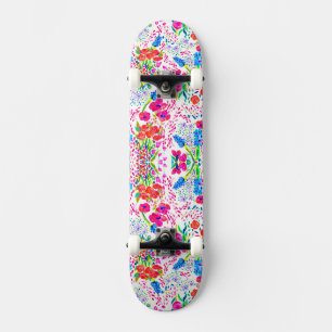Controleboek voor waterverf bloemen die kleurrijk persoonlijk skateboard