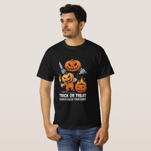 Controleer altijd uw Snoep Trick or treat T-shirt (Voorkant volledig)