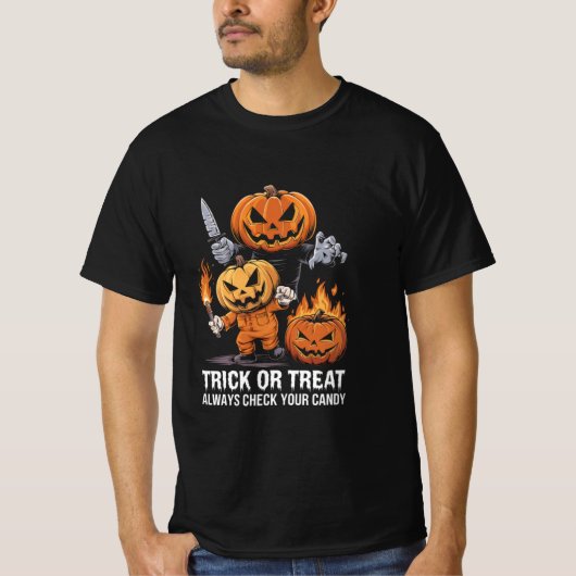 Controleer altijd uw Snoep Trick or treat T-shirt (Voorkant)