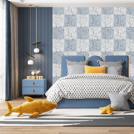 Controleer Crackle Texture White and Blue Grey Behang