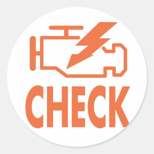 Controleer de motor ronde sticker (Voorkant)