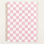 Controleer het Baby-roze en witte-controllerpatroo Planner<br><div class="desc">Gecontroleerd patroon - lichtroze en wit dambord.</div>
