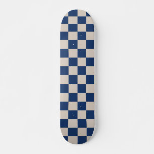 Controleer het Checkerboard-patroon in Blauw en be Persoonlijk Skateboard