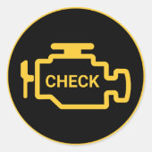 Controleer het motorlicht ronde sticker (Voorkant)