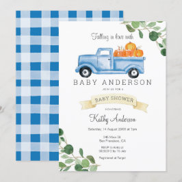 Controleer het patroon Truck Pumpkin-Baby shower Kaart